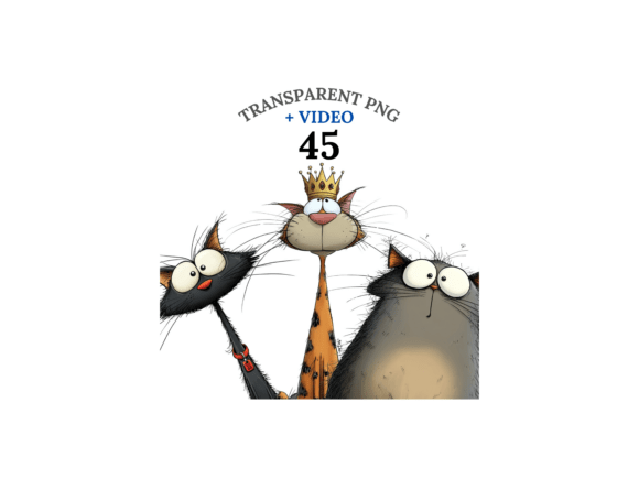 45 Quirky Cat Clipart Set: Graphics & Illustrations