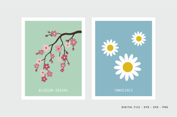 Cherry Blossom Daisy Innocence Print: Graphics & Illustrations for Polished Content