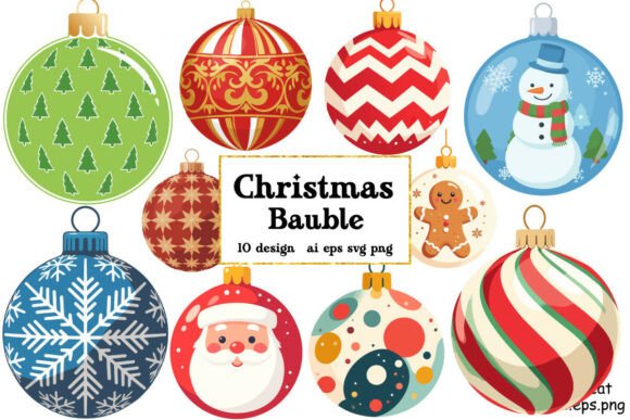 Colorful Christmas Bauble Ornaments Graphics