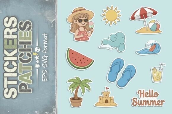 Cute Summer Vacation Stickers Graphics and Labels Amp