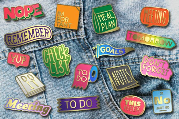 Digital Vector Enamel Pin for Planner