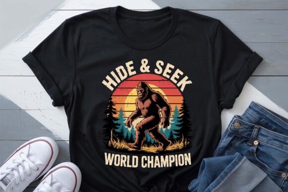 Funny Bigfoot Hide Seek Champion PNG Graphics
