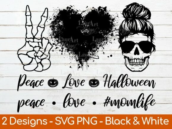 Peace Love Halloween Momlife Mom Skull Graphics